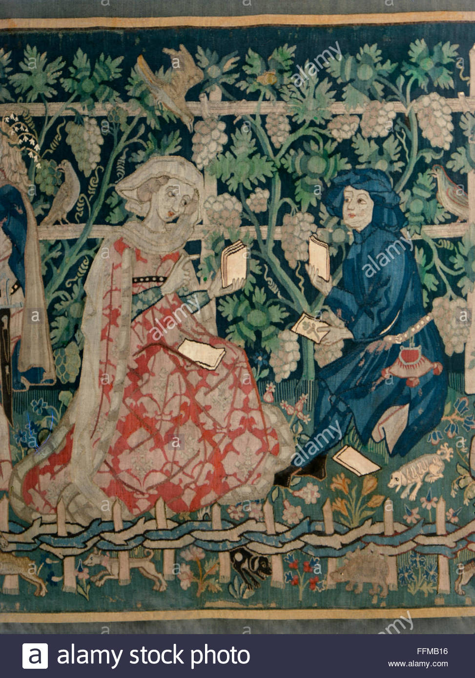 973x1390 The Garden Of Love, Tapestry, Circa 1460 1470 Stock Photo - Garden Of Love Painting