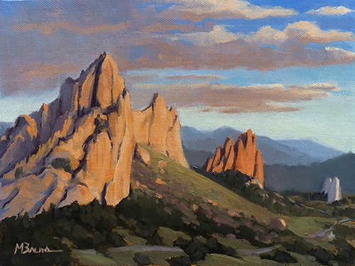 500x375 Sunrise In The Garden Of The Gods Oil Painting By Michael Baum - Garden Of The Gods Painting