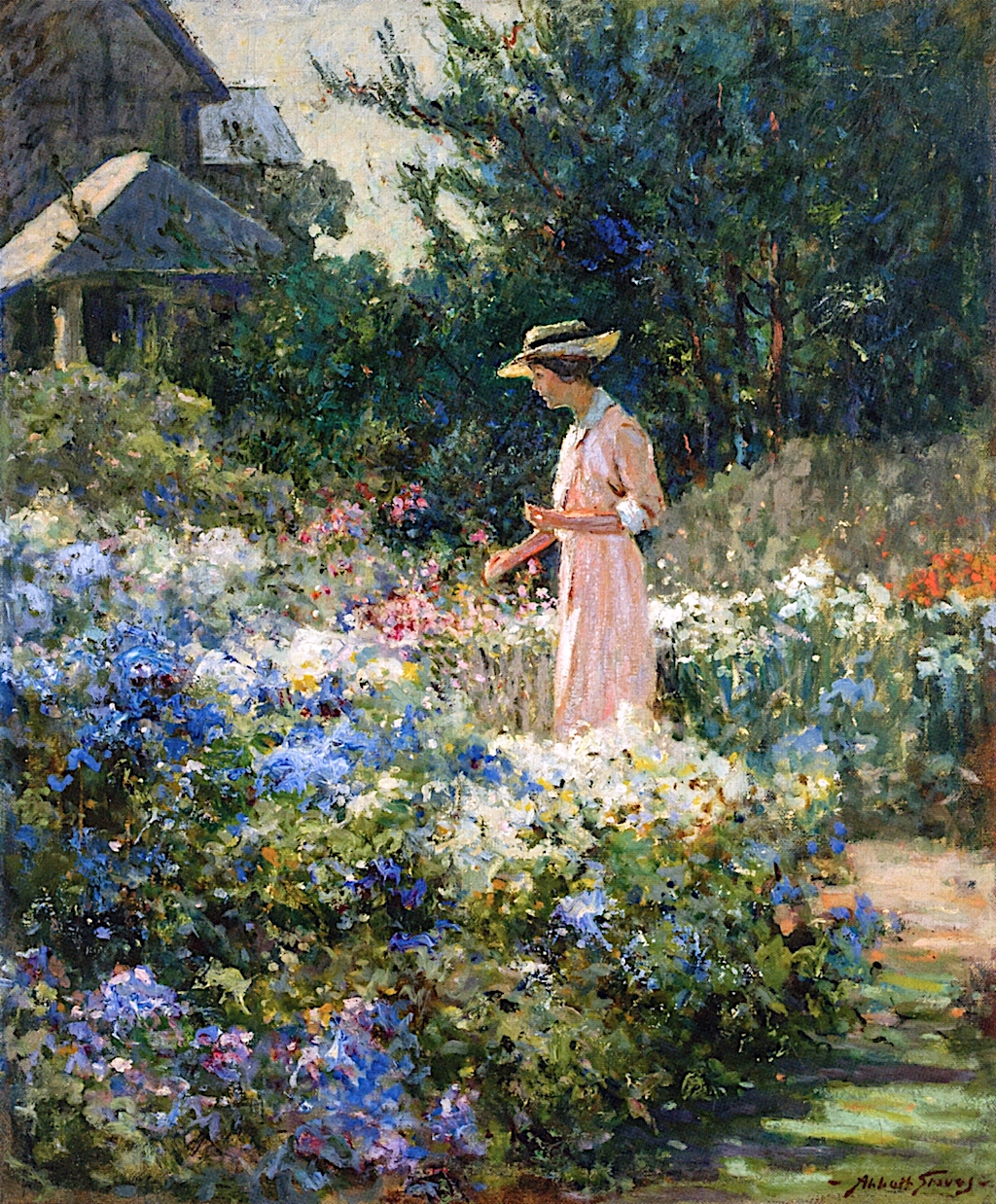 1024x1238 Lady In The Garden Painting Abbott Fuller Graves Oil Paintings - Garden Painting