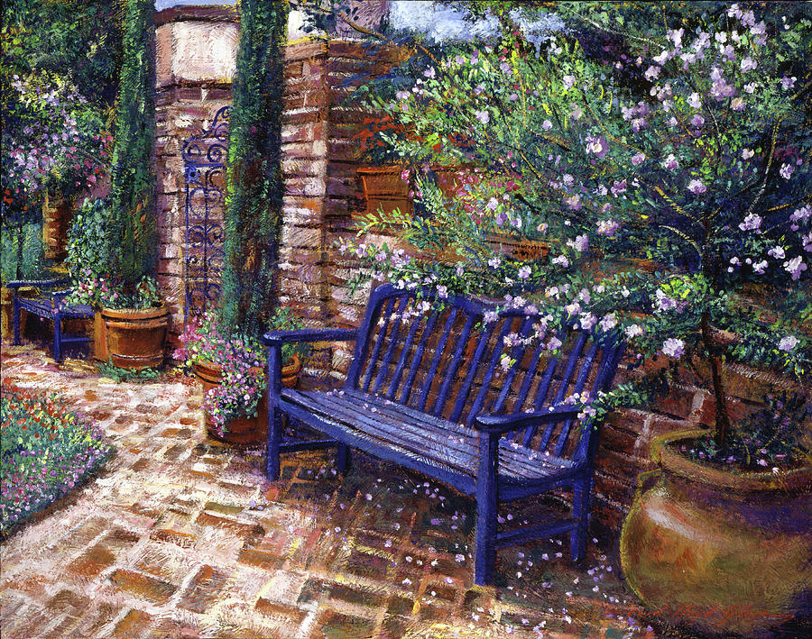900x709 A Shady Resting Place Painting By David Lloyd Glover - Garden Painting