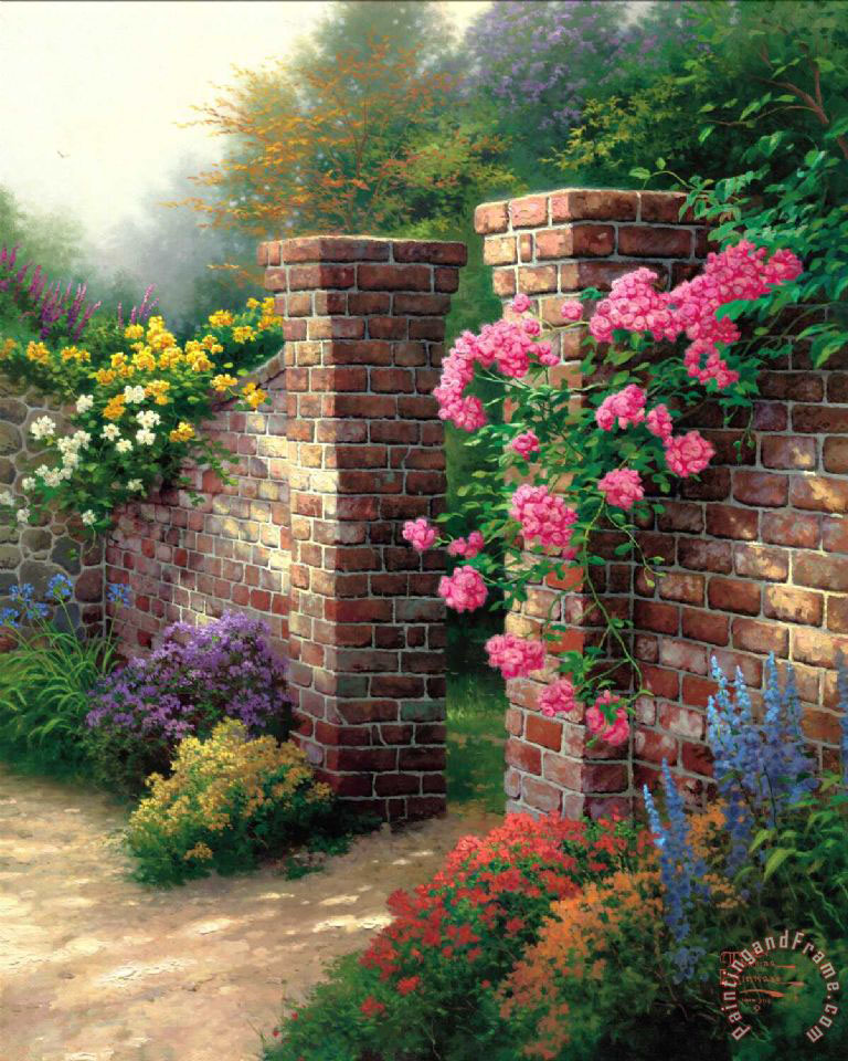 768x960 Thomas Kinkade The Rose Garden Painting - Garden Painting