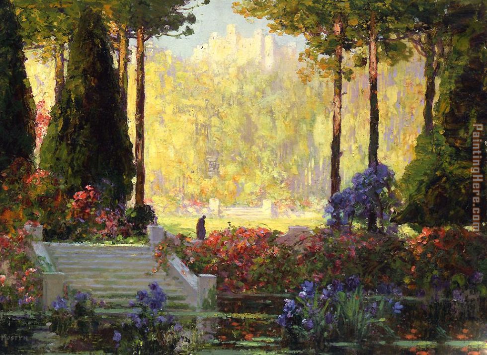 980x715 Tom Mostyn The Garden Of The Castle Painting Anysize 50% Off - Garden Painting