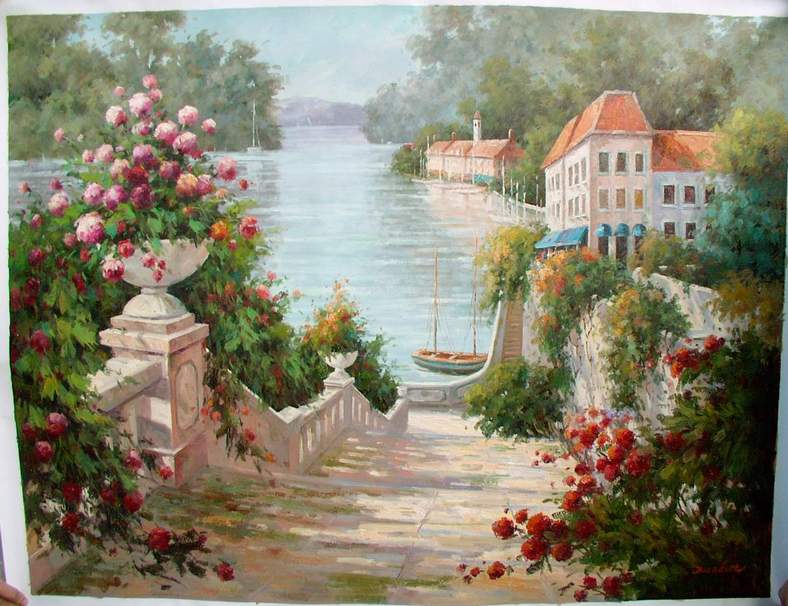 788x606 Flowers Oil Painting Summer Garden,oil Painting On Canvas Hand - Garden Painting