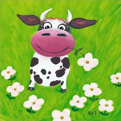 400x399 Kids Mic (Cow In The Garden) Kids Painting Uae Dubai Rak - Garden Painting For Kids
