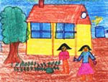 350x266 Kitchen Garden Painting By Kids - Garden Painting For Kids
