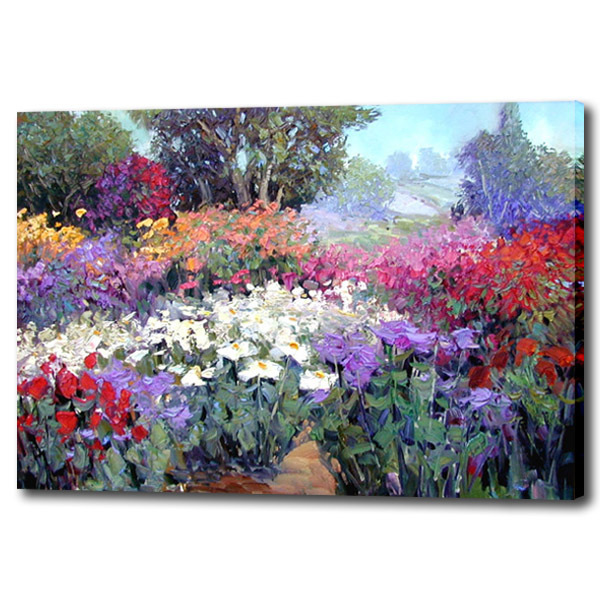 600x600 Private Garden Scenery Oil Painting Colorful Flowers Pictures - Garden Painting For Kids