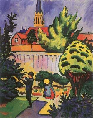 316x400 Kids In Garden By Auguste Macke Art August Macke - Garden Painting For Kids