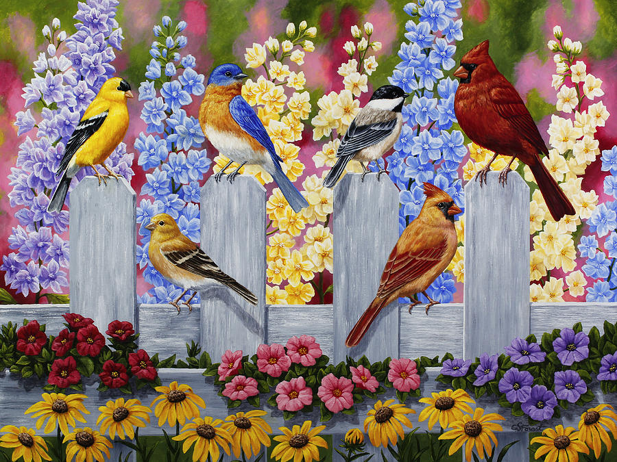 900x675 Bird Painting - Garden Party Painting