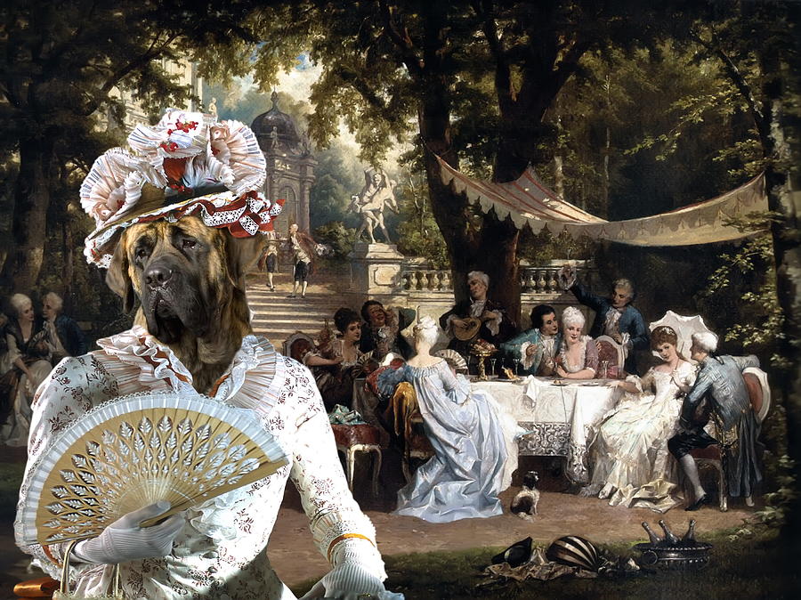 900x674 English Mastiff - Garden Party Painting