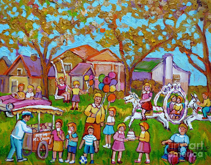 900x702 Every Child's Perfect Garden Party Painting By Carole Spandau - Garden Party Painting
