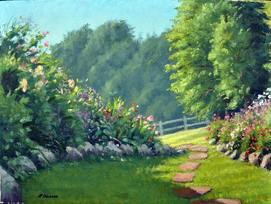 900x677 Stone Garden Path Painting - Garden Path Painting
