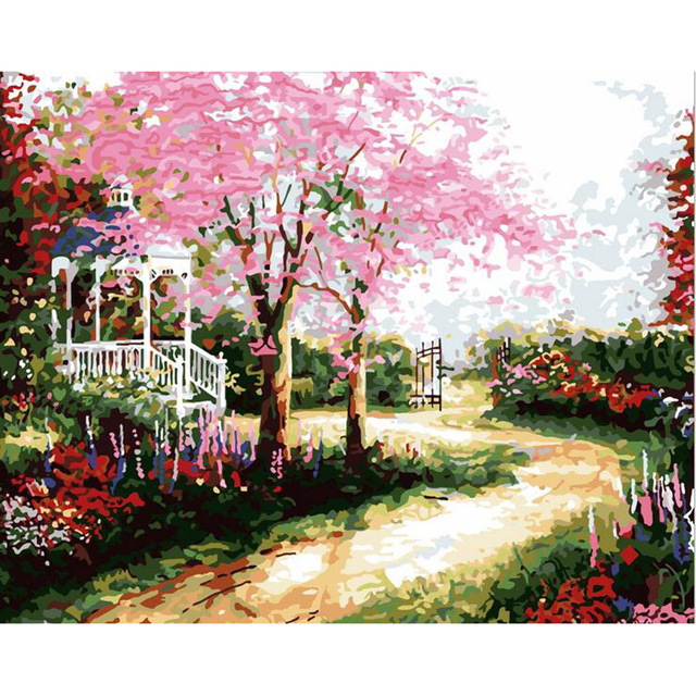 640x640 Flower Garden Path Home Decoration Wall Art Pictures On Canvas Oil - Garden Path Painting