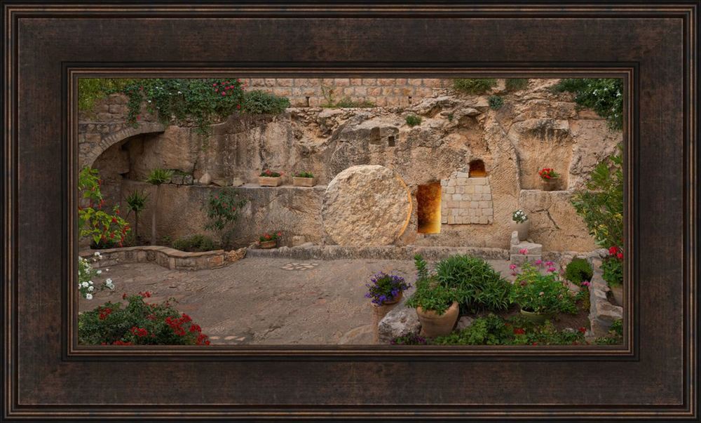 1000x603 The Garden Tomb (15x24 Framed Canvas Giclee) - Garden Tomb Painting