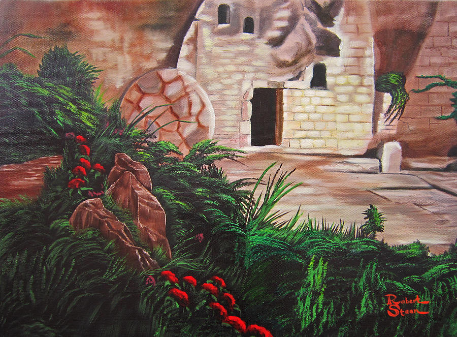 900x663 Garden Tomb Painting By Robert Steen - Garden Tomb Painting