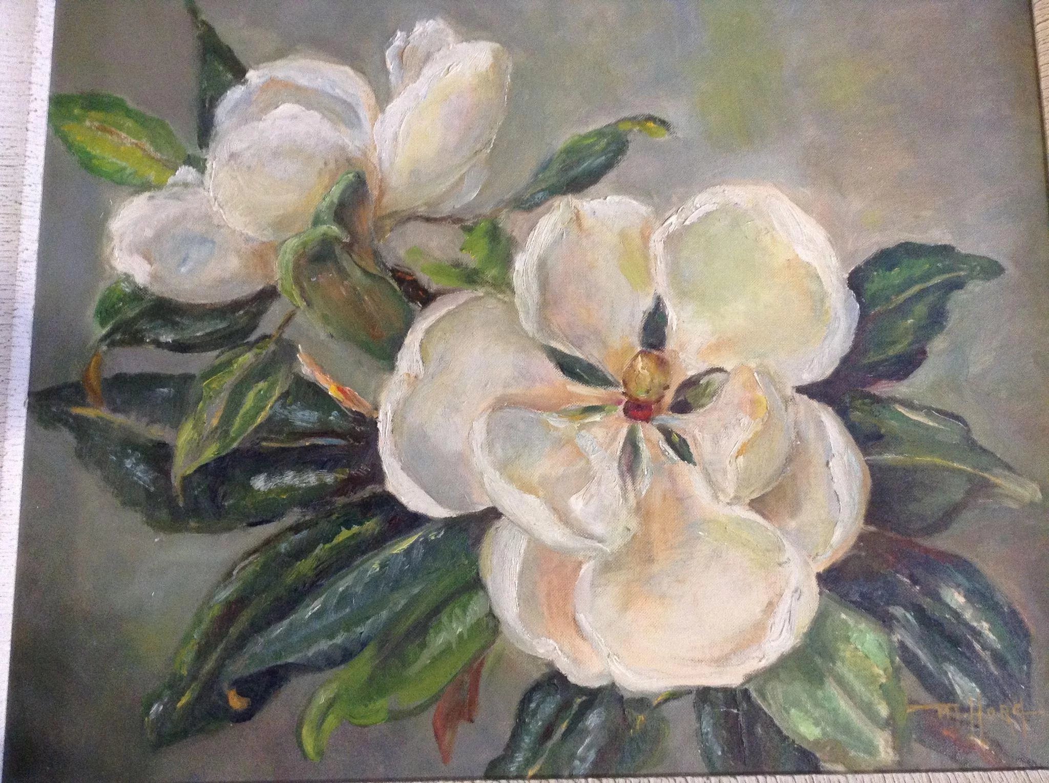 2048x1530 M Horst, Oil Painting, Gardenia Flowers Still Life Signed By - Gardenia Flower Painting