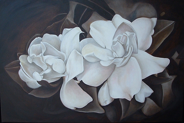 600x402 Scent Of Gardenias Painting By Daniela Easter - Gardenia Flower Painting