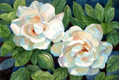 400x268 Zeh Original Art Blog Watercolor And Oil Paintings Gardenia - Gardenia Flower Painting