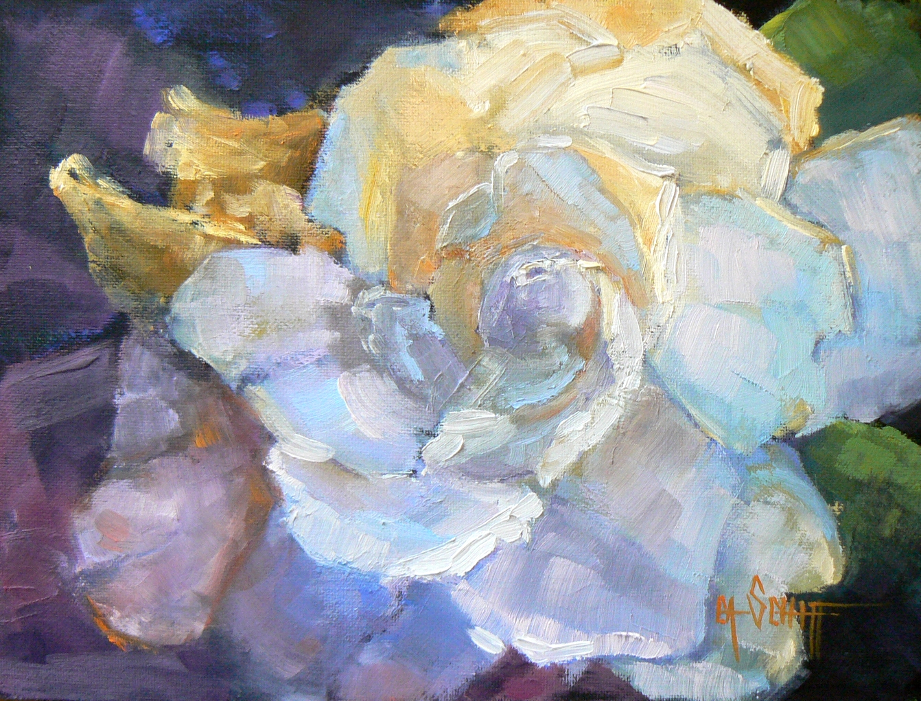 1342x1021 Palette Knife Painters, International Daily Painting, Floral - Gardenia Painting