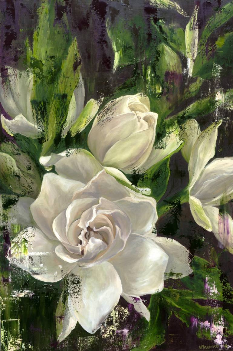 770x1160 Saatchi Art Gardenia Painting, White Flowers Painting By Natalia - Gardenia Painting
