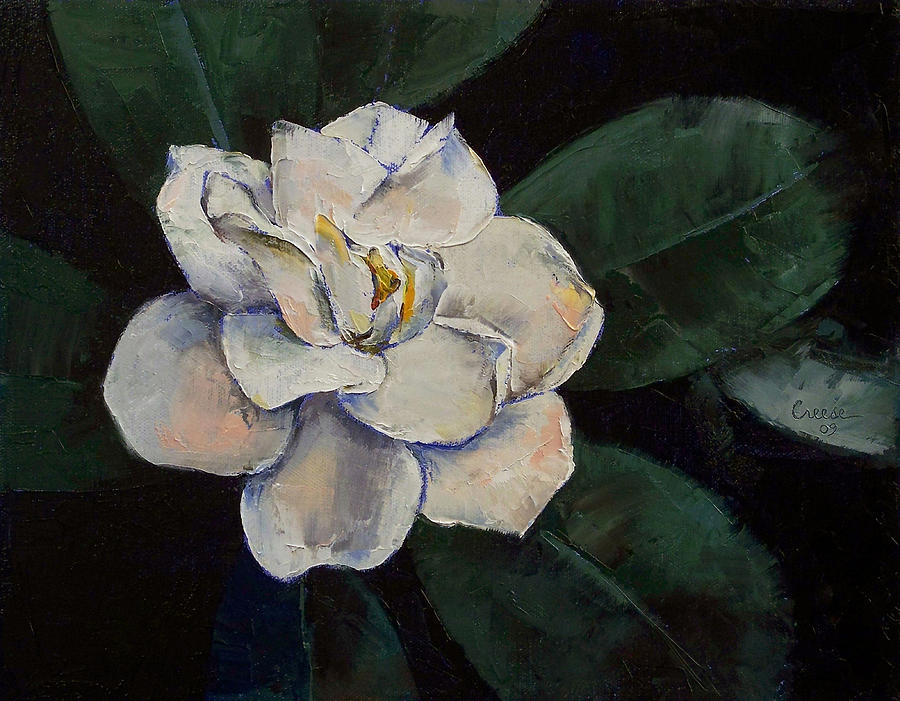 900x701 Gardenia Oil Painting Painting By Michael Creese - Gardenia Painting