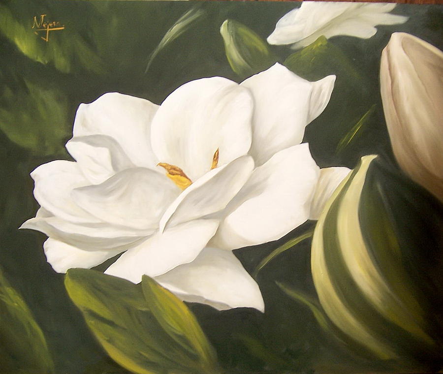 900x760 Gardenia Painting By Natalia Tejera - Gardenia Painting