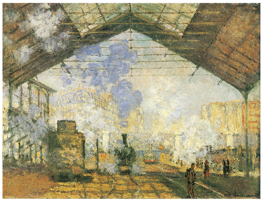 900x691 Gare Saint Lazare Painting By Claude Monet - Gare Painting