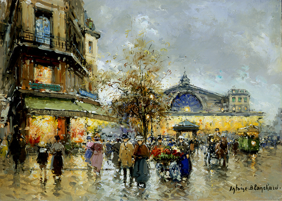 909x650 Gare De L Est2 Painting Antoine Blanchard Oil Paintings - Gare Painting