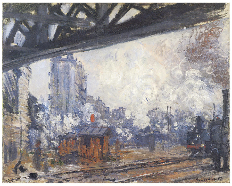 900x724 The Gare Saint Lazare Outside View Painting By Claude Monet - Gare Painting