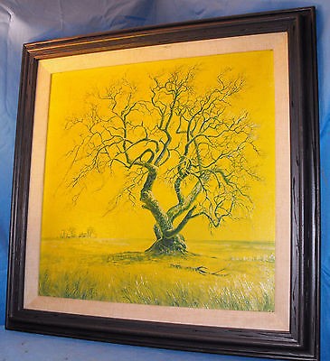 365x400 Vintage Gare 1972 Tree Painting On Canvas By Gare. 20.75 X 20.75 - Gare Painting