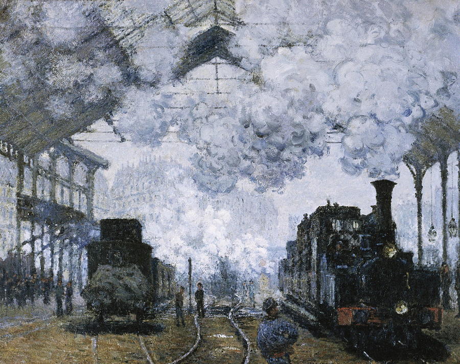 900x712 Gare Saint Lazare Painting By Claude Monet - Gare Tree Painting