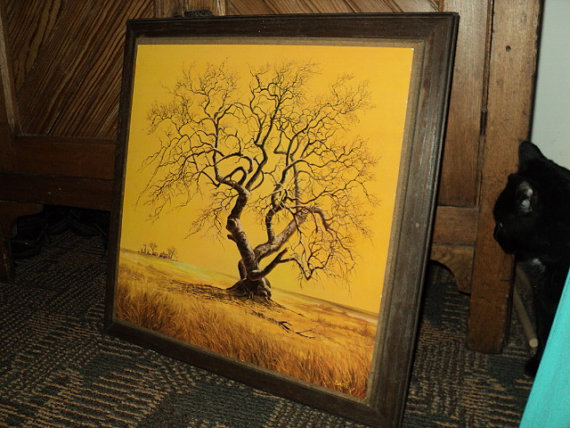 570x428 Vintage Homco Home Interiors Signed Tree Lithograph Gare Barks - Gare Tree Painting
