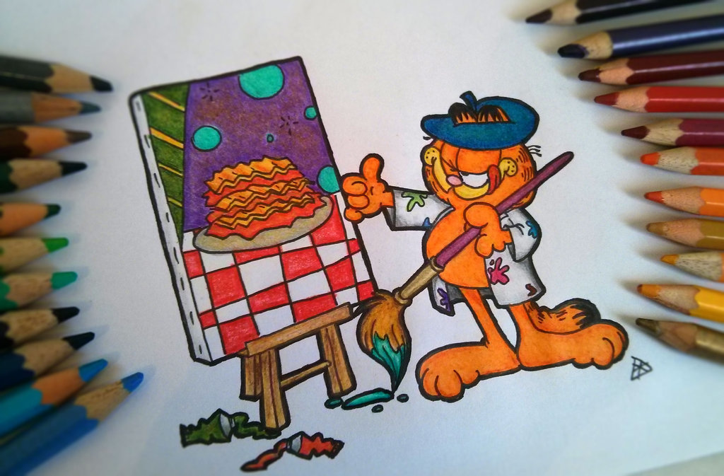 1024x673 Garfield Painting By X Ama - Garfield Painting