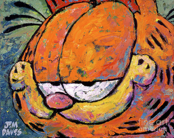 600x478 Impressionistic Garfield Art Print By The Garfield Collection - Garfield Painting