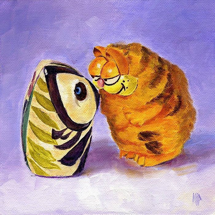 700x700 Marina Petro ~ Adventures In Daily Painting Kiss Me Garfield - Garfield Painting