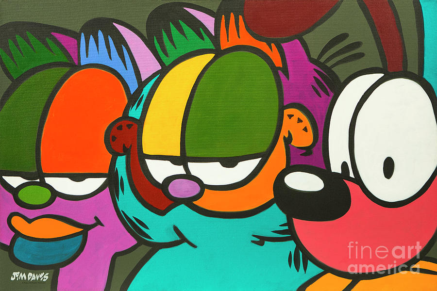 900x600 Trio Of Friends Painting By The Garfield Collection - Garfield Painting