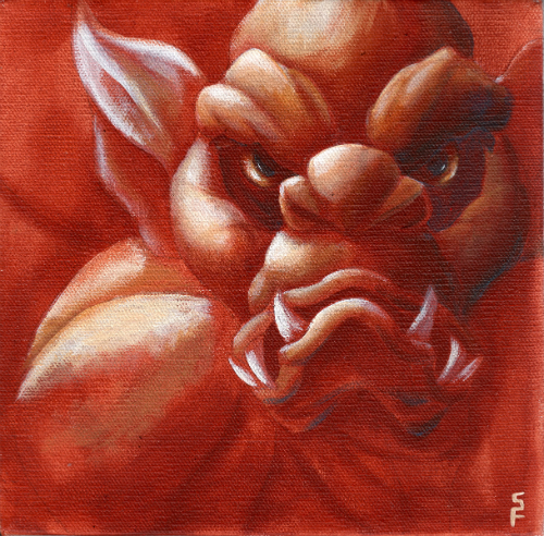 500x492 Gargoyle Acrylic Painting - Gargoyle Painting