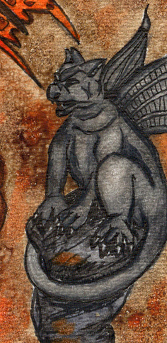 570x1170 Gargoyle Fairy By Laurie Leigh Art Beautiful Faces Watercolor - Gargoyle Painting