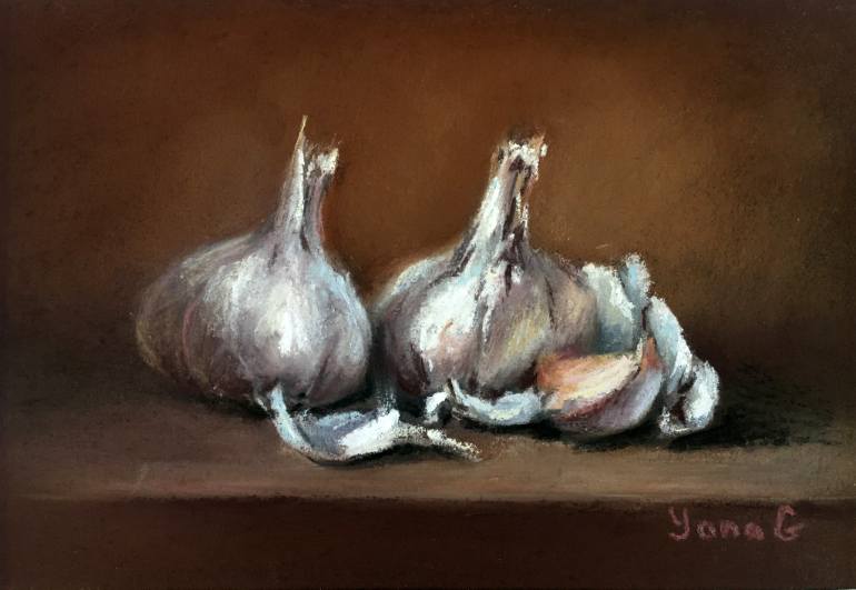 770x531 Saatchi Art Garlic. Original Pastel Paintingdrawing By Yana - Garlic Painting