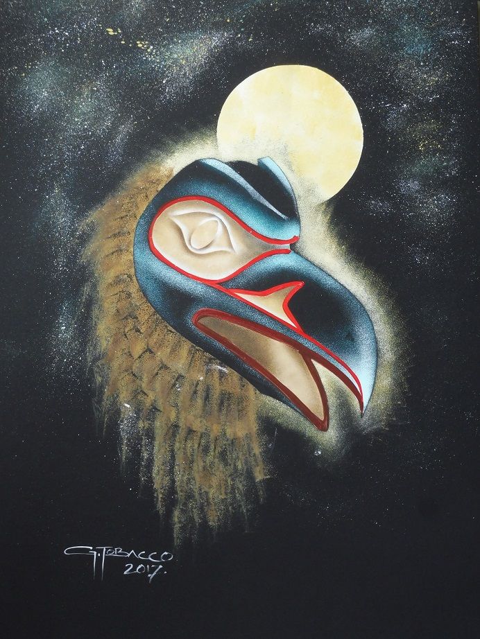 692x922 Raven Mask Painting By Garnet Tobacco Kp Modern Indian Art - Garnet Painting