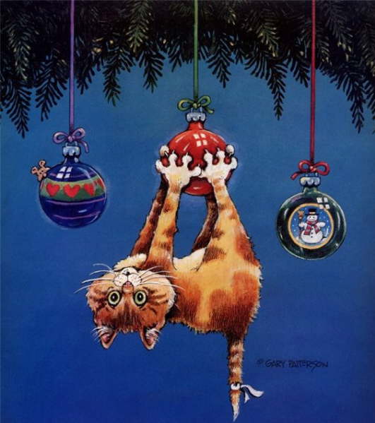 531x599 Christmas Cats And New Year's Cats Painting. - Gary Patterson Painting