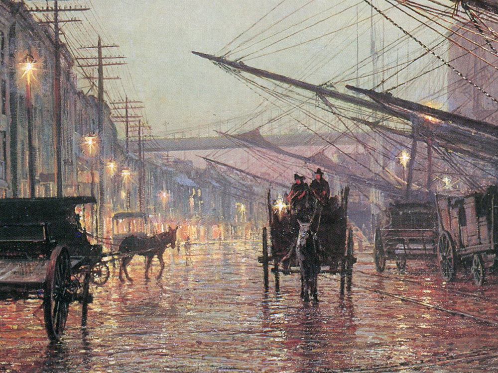 1000x750 John Stobart - Gas Light Painting