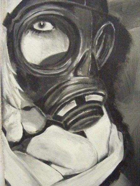 450x600 Gas Mask Painting By Reprouve - Gas Mask Painting
