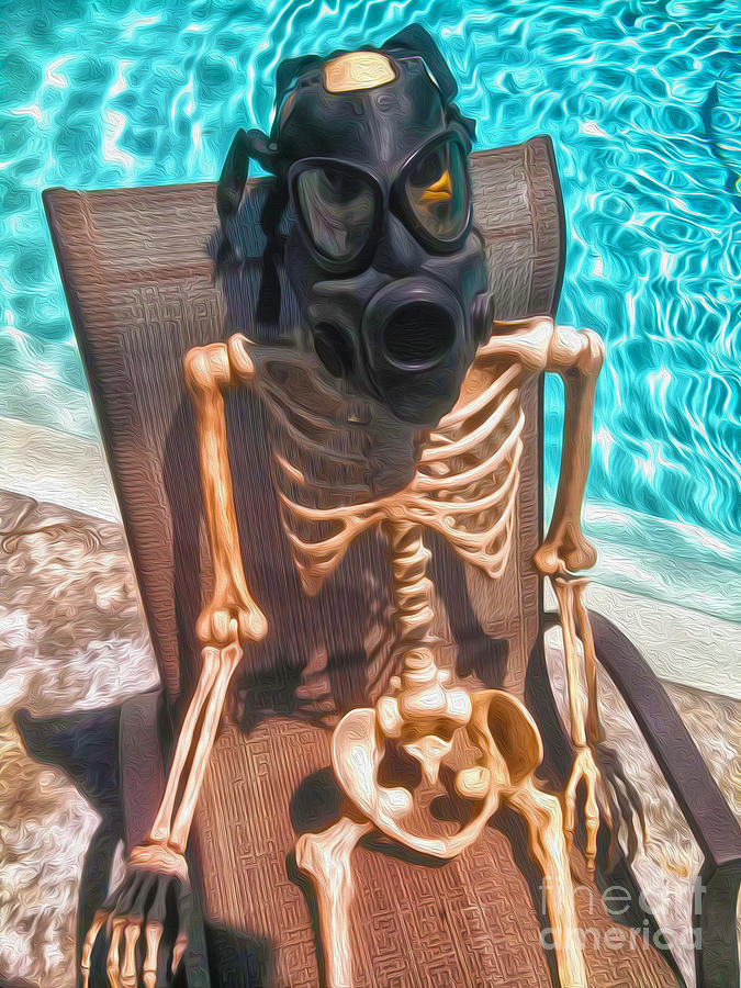675x900 The Gas Mask Skeleton Painting By Gregory Dyer - Gas Mask Painting