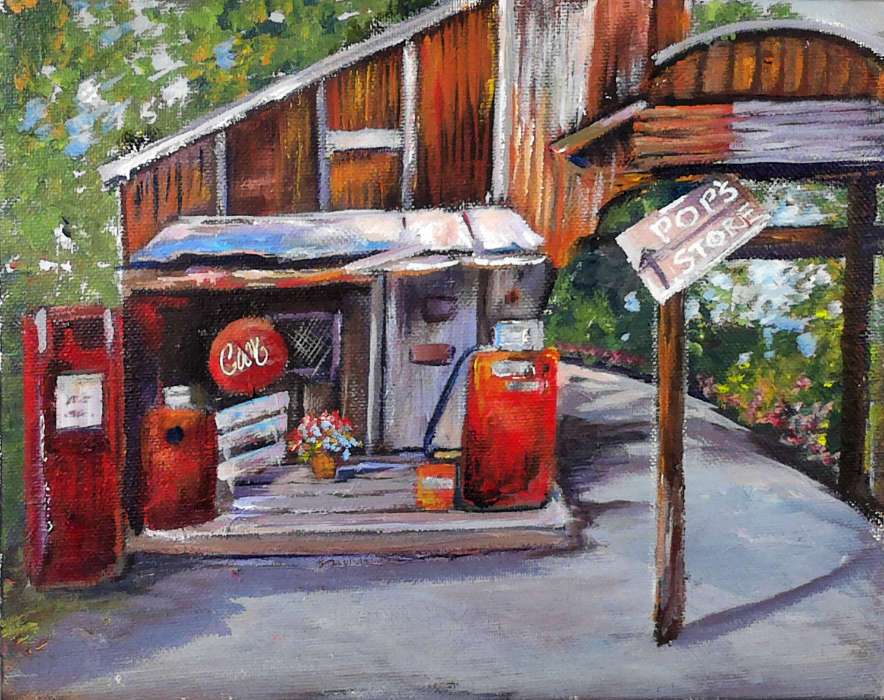 884x700 Pops Store And Gas Station - Gas Station Painting