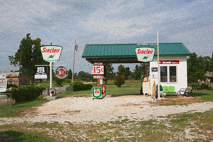 900x600 Route 66 Gas Station With Sponge Painting Effect Photograph By - Gas Station Painting