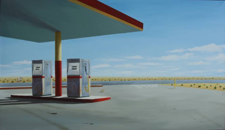 770x447 Saatchi Art Desert Gas Station Painting By Ratajczyk - Gas Station Painting