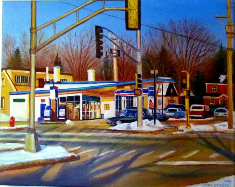 770x613 Saatchi Art Gas Station Painting By Hans Peter Fleps - Gas Station Painting