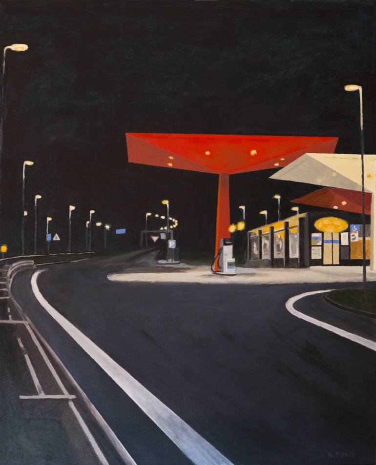 770x953 Saatchi Art Gas Station Painting By Albert Punti - Gas Station Painting