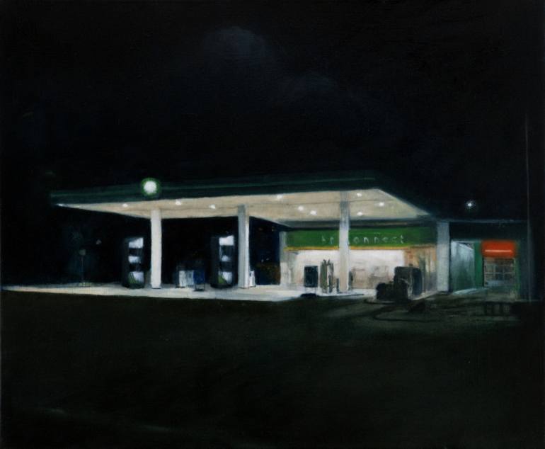 770x634 Saatchi Art Gas Station Painting By Thijmen Van Kooy - Gas Station Painting