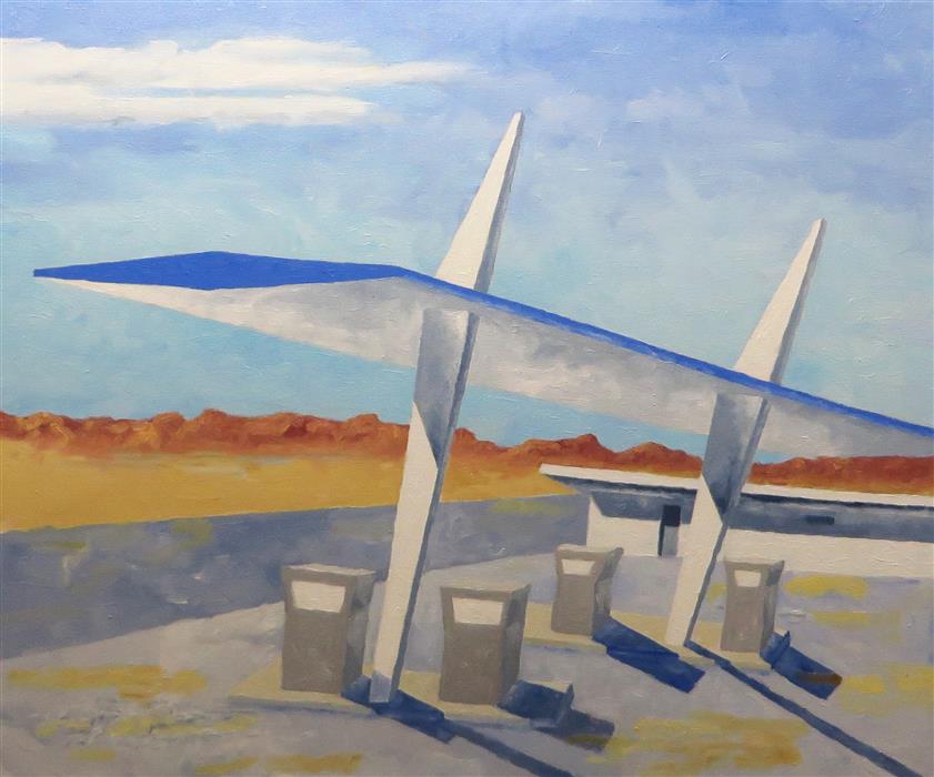 841x700 Desert Gas Station Mitchell Freifeld - Gas Station Painting